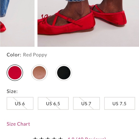 #366 Free People Red Ballet Flats with Elastic Straps - Picture 7 of 7